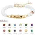 Birthstone Engraved Bracelet / Gold