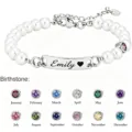 Birthstone Engraved Bracelet / Steel