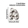 Silver-tone 316L stainless steel balloon letter A charm with a round loop, shown with size details - Letter A / Steel
