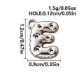 Silver 316L stainless steel balloon-style letter E charm with raised finish and round hanging loop - Letter E / Steel