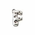 Silver-tone 316L stainless steel bubble letter F charm with a loop, shown front-facing on white - Letter F / Steel