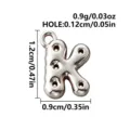 Silver 316L stainless steel bubble-letter K charm with a glossy finish and hanging loop - Letter K / Steel