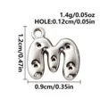 Silver-tone 316L stainless steel bubble letter M pendant charm with a small hanging loop - Letter M / Steel