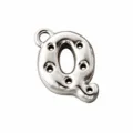 Polished silver bubble letter O charm in 316L stainless steel, measuring 1.4 × 0.8 cm - Letter Q / Steel