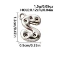 Silver-tone 316L stainless steel bubble letter S charm with openwork holes and hanging loop - Letter S / Steel