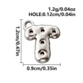 316L stainless steel bubble letter T charm in silver tone, with five holes and a top loop on white - Letter T / Steel