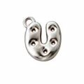 Silver 316L stainless steel bubble letter U charm with hanging loop, shown with size measurements - Letter U / Steel