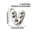 Silver-tone 316L stainless steel bubble letter V pendant charm with a top hanging loop - Letter V / Steel
