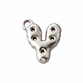 Silver-tone stainless steel V-shaped alphabet charm with a polished finish, holes and top loop - Letter Y / Steel