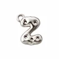 Silver 316L stainless steel bubble letter Z charm, 1.2 cm tall, for DIY jewelry making - Letter Z / Steel