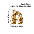 Gold-tone 316L stainless steel bubble letter A charm pendant with a small circular hanging loop - Letter A / Gold