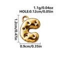 Gold-tone 316L stainless steel bubble letter C charm pendant with a smooth, glossy finish - Letter C / Gold