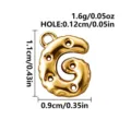 Gold-tone bubble letter G charm in 316L stainless steel, with holes for DIY jewelry making - Letter G / Gold