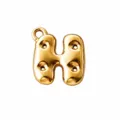 Gold-tone 316L stainless steel bubble-letter H pendant with a small top loop, shown alone - Letter H / Gold