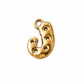 Gold-tone bubble-style alphabet letter pendant charm with a polished finish, shown with size markings - Letter J / Gold