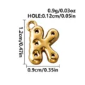 Gold-tone stainless steel bubble letter K pendant with a top loop, shown on a white background - Letter K / Gold