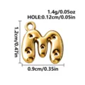 Gold-tone 316L stainless steel bubble letter M charm pendant with a small top hanging loop - Letter M / Gold