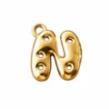 Gold-tone 316L stainless steel bubble-letter N charm pendant with four small holes and a top loop - Letter N / Gold