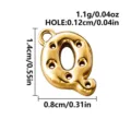 Gold-tone 316L stainless steel letter Q charm with a small top loop and perforated details - Letter Q / Gold