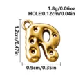 Gold-tone bubble letter R pendant in 316L steel, front view with a small top loop - Letter R / Gold