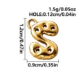 Gold-tone stainless steel letter S charm with polished finish and a round loop, shown on white - Letter S / Gold