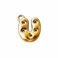 Gold-tone letter U cookie pendant in 316L stainless steel, with five round holes and a hanging loop - Letter U / Gold