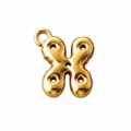 Gold-tone 316L stainless steel X letter pendant in a glossy balloon style, shown with size markings - Letter X / Gold