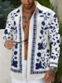 S / Top / Blue and White Vintage Floral Style (FS004T) / White