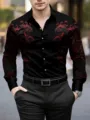 S / Top / Black and Red Vintage Floral Style (FS004U) / Black