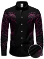 S / Top (Black/Mauve Retro Scroll Pattern-FS0052) / Dark Black