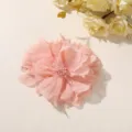 Close-up of a layered pink chiffon flower with frayed petal edges and a pale beaded center - Style 8(A33-3-2-10) / 1 Piece Pack