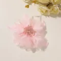 Close-up of a pink feather and layered tulle flower with sparkling crystal beads at its center - Style 14(A15-2-4-10) / 1 Piece Pack