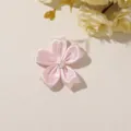 Flat lay of a pink satin five-petal flower with a pearl-like center on a beige surface - Style 15(A47-2-25-26) / 1 Piece Pack