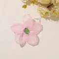 Close-up of a sheer pink flower accessory with layered petals and a square green gem center - Style 27(A30-6-1) / 1 Piece Pack