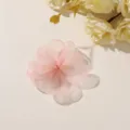 Close-up of a layered pink sheer fabric flower with a gathered center on a cream background - Style 28(A34-1-5-7) / 1 Piece Pack