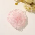 Close-up of a pink layered mesh flower with embroidered scalloped edges on a pale background - Style 41(A75-3-33-37) / 1 Piece Pack