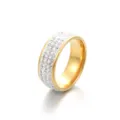Size 6 / European And American Minimalist Three-Row Drill Style / Gold Base White Rhinestone