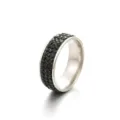 Size 6 / European And American Minimalist Three-Row Drill Style / Steel Base Black Rhinestone