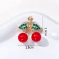 Cerise Rouge à Feuille de Strass Vert (A15-6)