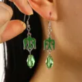 Green Bird Water Drop Hook Earrings (DZ-181)