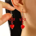 Red Ethnic Heart Earrings (DZ-048)