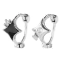 Asymmetric Black Four-Pointed Star Ear Hoop / Black