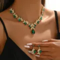 Conjunto de joyas (G394) / Dorado-Verde