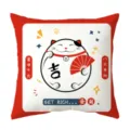 Prosperità Gatto della Fortuna (ZB1021-2) / 45x45cm Pelle di Pesca (Senza Imbottitura)
