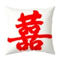 Single Sided Peach Skin Pillow Cover 45x45cm / Double Happiness Design 1 (QL-BZ20-1)