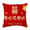 Single Sided Peach Skin Pillow Cover 45x45cm / We Are Married Design (QL-BZ20-4)