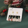 Christmas Tree Snowflake Cross Set (25080603-1) / 3 Pairs Pack / Multicolor