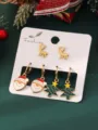 Elk Santa Claus Christmas Tree Set (25080603-3) / 3 Pairs Pack / Multicolor