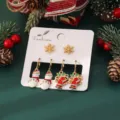 Christmas Sock Bell Snowflake Set (25080603-5) / 3 Pairs/Set / Multicolor