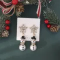 Rhinestone Snowflake Snowman Pendant (24101701-1) / White